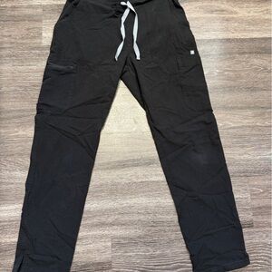 Figs Black scrub straight leg pants with Gray Drawstring